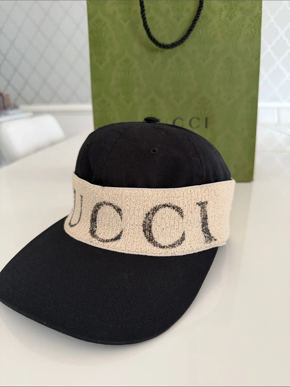 Gucci Black Baseball Cap with Cream Terryband